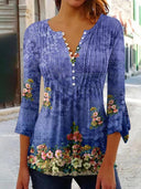 Floral Long Sleeve Women's Blouse