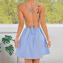 Women's A-Line Summer Dress with Wrap Detail and Slim Straps