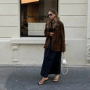 Chic Suede Women's Blazer with Handy Pockets