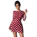 Chic Women's Mini Dress with Unique Back Cutout and Contemporary Dot Design