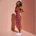 Vibrant Women's Slip Dress with Ruffled Hem Design