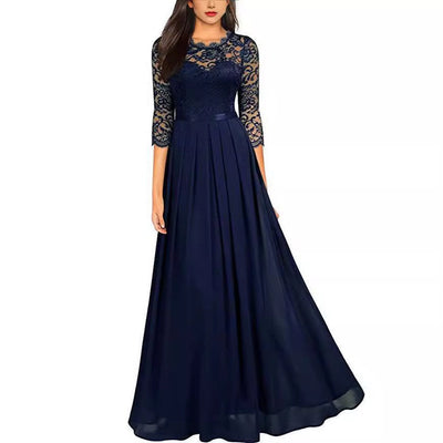 Lace Detail Women's Maxi Dress with Sheer Skirt