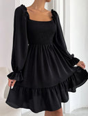 Women's Mini Dress with Puff Sleeves & Ruffles