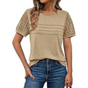 Chic Women's T-Shirt with Crochet Sleeves