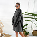 Chic Women's Sweatshirt Dress with High Collar