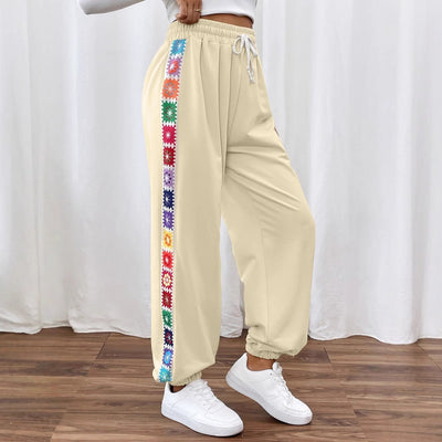 Floral Pattern Women’s Pants with Stretchy Waistband