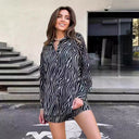 Zebra Print Women’s Short Sleeve Blouse