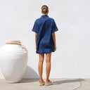 Chic Women's Denim Shirt Dress with Pockets