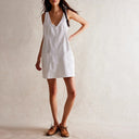 Women's Linen Dress with Deep Neckline & Pockets