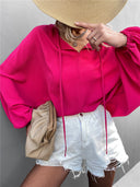 Chic Women's Blouse with Wide Sleeves and Bow Detail
