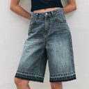Chic High-Waisted Denim Shorts with Trendy Wide Legs