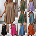 Women's V-Neck Dress with Pockets - Effortless Style