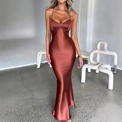 Chic Long Sleeve Maxi Dress for Women with Adjustable Straps
