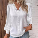 Textured Ladies' Blouse with Romantic Lace Accents