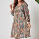 Chic Women's Deep V-Neck Dress with Long Sleeves