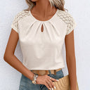 Ladies' Lace Trim Keyhole Neckline Top