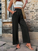 Chic Women's Pants with Elastic Waist and Pockets