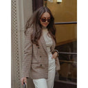 Women's Double-Breasted Checked Blazer Jacket