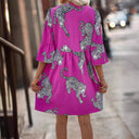 Chic Animal Print Women's Dress with Buttons