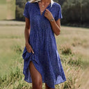 Button Closure Asymmetrical Hem Women's Dress