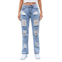 High Waist Destroyed Mom Jeans for Women
