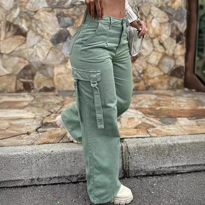Wide-Cut Cargo Pants with Stylish Pockets