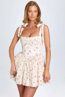 Women's Dress with Ribbons and Waist Design