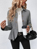 Women's Stylish Asymmetrical Blazer Jacket with Unique Button Accents