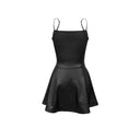 Chic Faux Leather Dress with Flowy Skirt