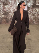 Chic Women's Blazer with Deep V-Neck Design