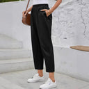 Ladies Stylish Leisure Pants with Elastic Waist and Pockets