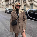 Chic Check Blazer for Women with Stylish Pockets