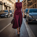 Flowing Maxi Dress with Waist Belt for Women