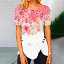 Floral Design Women's Asymmetrical Hem T-Shirt