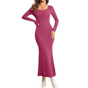 Chic Women's Long Sleeve Ribbed Knit Dress