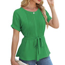 Chic Women's Pleated Blouse in Versatile Fabric