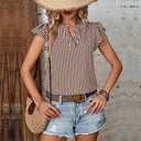 Summer Striped Blouse with Ruffle Design for Women