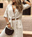 Chic Linen Blouse with Knot Detail for Women