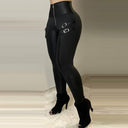 Chic Women's High-Waisted Leggings with Stylish Straps and Zipper