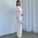 Chic Lace Maxi Dress with Long Sleeves and Sheer Details