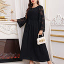 Maxi Dress with Sheer Sleeves and Stylish Waist Tie
