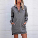 Chic Women's High Collar Dress with Pockets
