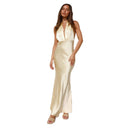 Chic Satin Wrap Dress with Deep V-Neck