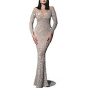 Shimmering Sequin Evening Dress with Deep Back Cutout