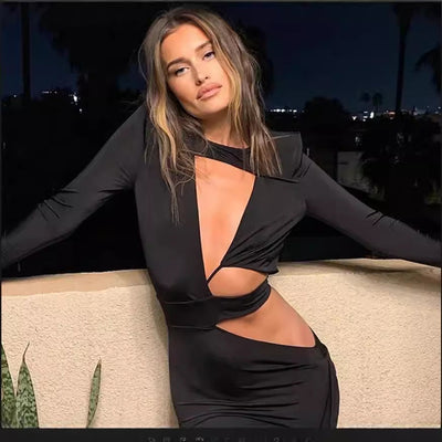 Chic Women's Cocktail Dress with Unique Cut-Out Design
