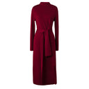 Chic Knitted Dress with Side Slit and Fitted Belt