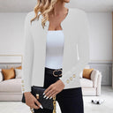 Chic Women's Blazer Jacket with Decorative Button Accents