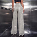Festive Women's Shiny Wide-Leg Pants
