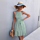 Women's Halter Dress with Flowing Hem & Adjustable Belt