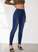 Chic High-Waisted Skinny Jeans with Contemporary Wash